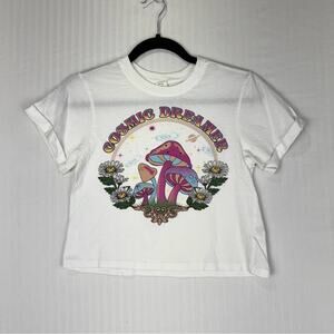 Vibe N’ Cosmic Dreamer Cropped Short-Sleeve White Baby Tee Shirt Size X-Small